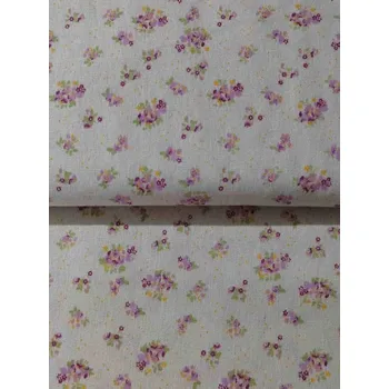 Bavlněná metráž / imitace lnu kytičky na béžové