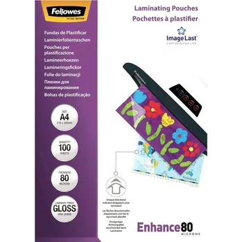 Laminovací fólie FELLOWES laminovací fólie/ formát A4/ 80 mic ImageLast/ velikost 216x303 mm/ lesklé/ 100 pack