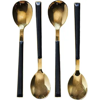 Příbor Intesi Sada 4 zlatočerných dezertních lžiček Charlotte