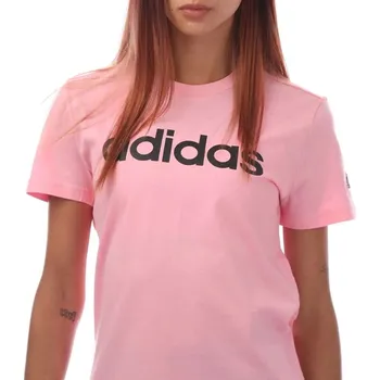 Dámské tričko dámské tričko ADIDAS - PINK/BLACK - M (Adidas Loungewear Ess Slim Logo)