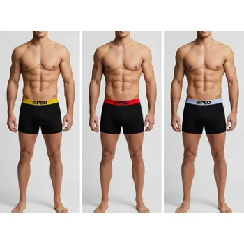 Sada pánského spodního prádla pánské boxerky PSD - BLACK - 3 ks - M (PSD Underwear Chrome Cotton 3 pack Mens)