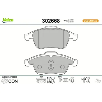 Brzdová destička Sada brzdových destiček, kotoučová brzda VALEO 302668