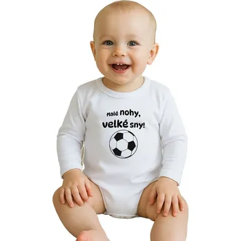 Kojenecký body Dětské body s potiskem New Baby Malé nohy, velké sny! Bílá 68 (4-6m)