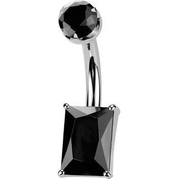 Piercing Šperky4U Piercing do pupíku obdélník - TITAN, Černý Achát - TIT1579