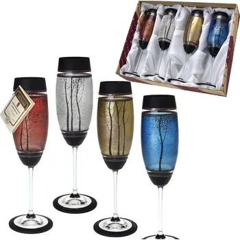 Sklenice Studio Miracle Sklenice na šampaňské 4ks. - Mix stromy, 200ml, ruční dekorace