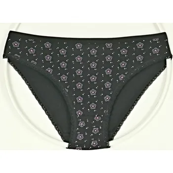 Kalhotky MEDOOSI Bavlněné kalhotky s kraječkou vzor 977 Velikost: XL, Barva: černá
