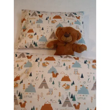 Povlečení Pro útulný domov Povlečení do postýlky Zvířátka s Teepee ROZMĚR: 40 x 60 + 100 x 135 cm