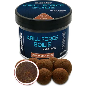 Nástraha Haldorádó Wafters Krill Force Hard Hook Boilies 16/20 mm Krill Indian Spice
