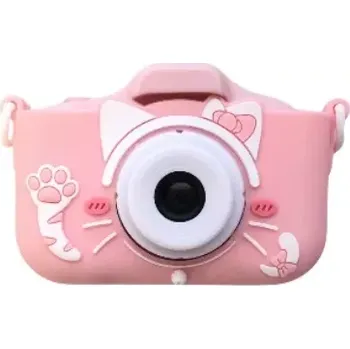 Digitální fotoaparát Dětský digitální fotoaparát se silikonovým obalem v podobě kočičky - růžový