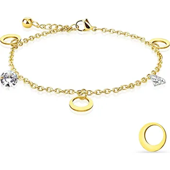 Náramek Šperky4U Dámský zlacený ocelový náramek na nohu, čiré kamínky - RN1142