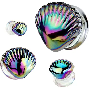 Šperk Šperky4U Skleněný plug do ucha lastura - PL01281-25