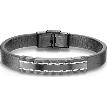 Šperk Šperky4U Kožený náramek s černou destičkou, délka 20 cm - NR1223-20