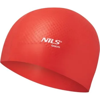 Plavecká čepice NILS Aqua Silikonová čepice NILS Aqua NQC Dots červená