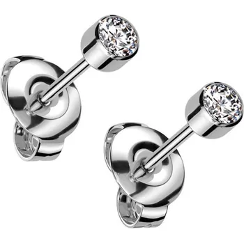 Náušnice Šperky4U Titanové náušnice se zirkony - KM2014-04
