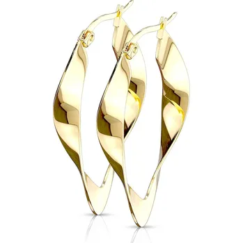 Náušnice Šperky4U Zlacené ocelové náušnice kruhy zvlněné - OPN1178-GD