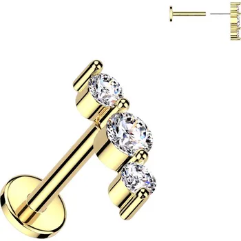 Piercing Šperky4U Zlacený piercing do brady - PUSH IN labreta - LB1131-GD