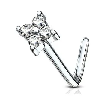 Piercing Šperky4U Zahnutý piercing do nosu, čiré kamínky - N0099-C