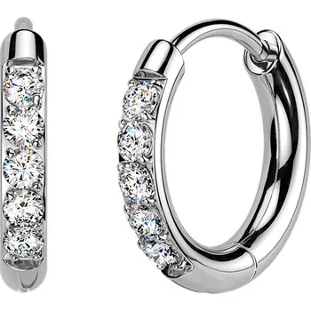 Módní doplněk Šperky4U Titanové náušnice kruhy s moissanity, 12 mm - MOT1001-12