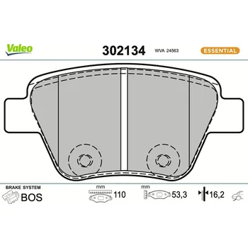 Brzdová destička Sada brzdových destiček, kotoučová brzda VALEO 302134