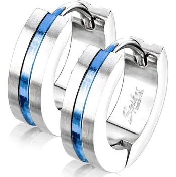 Náušnice Šperky4U Ocelové náušnice kruhy, barva modrá - OPN1640-B