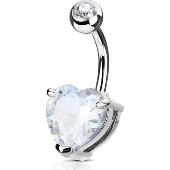 Piercing Šperky4U Piercing do pupíku srdce, čirý kámen 10 mm - WP01043-C