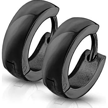 Náušnice Šperky4U Černé ocelové náušnice - kroužky - OPN1088-K