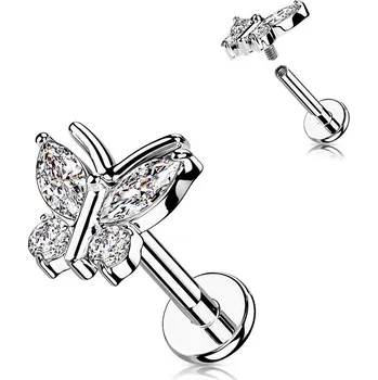 Piercing Šperky4U Piercing do brady - motýlek - LB1106ST-1208