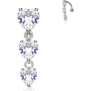 Piercing Šperky4U Obrácený piercing do pupíku se srdíčky - WP0009-C