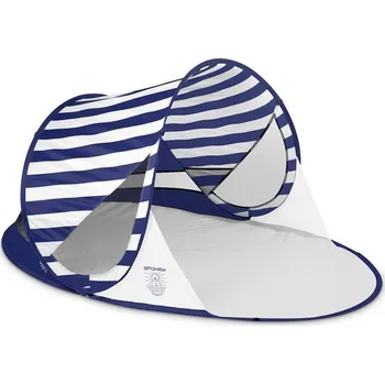 Slunečník Spokey STRATUS Samorozkládací plážový stan, UV 40, 190 x 120 x 90 cm, modré pruhy (VÝPRODEJ) + DÁREK