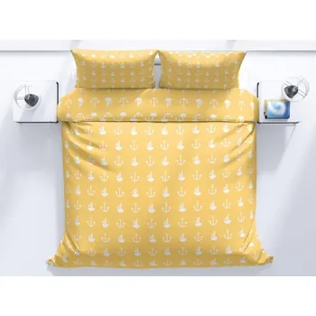 Povlečení Bavlněné povlečení Žlutá kotva 140x200 70x90
