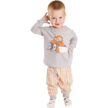 Chlapecké pyžamo Chlapecké pyžamo Betty Mode šedé traktor s radlicí