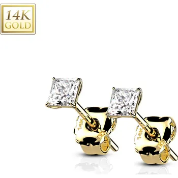 Náušnice Šperky4U Zlaté 14ti karátové náušnice s čirými zirkony - ZL-1000-03Y