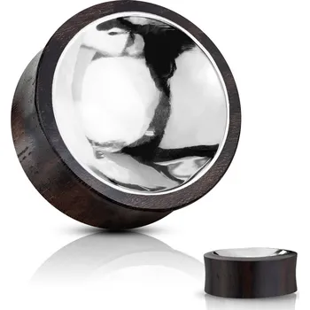 Módní doplněk Šperky4U Dřevěný plug se středem stříbrné barvy - PL01258-22