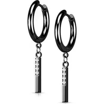 Náušnice Šperky4U Černé visací ocelové náušnice - OPN1842-K