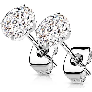 Šperk Šperky4U Titanové náušnice s kulatým zirkonem - KM2019-05