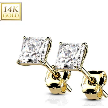 Náušnice Šperky4U Zlaté 14ti karátové náušnice s čirými zirkony - ZL-1001-05Y