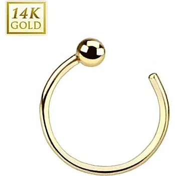 Piercing Šperky4U Zlatý piercing do nosu kruh, 0,8 x 8 mm, Au 585/1000 - ZL01039-YG