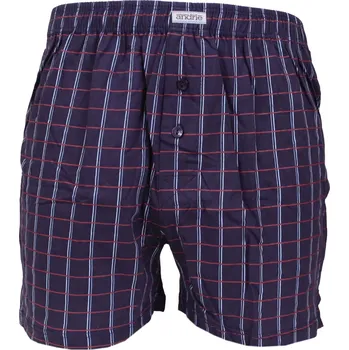 Trenýrky Pánské trenky s kostkovaným vzorem Andrie PS 5953 navy velikost XXL