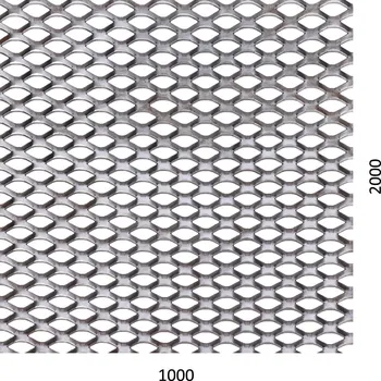 Stavební materiál tahokov kosočtvercová oka 22 x 12 mm, můstek 3 mm, Fe - rozměr 1000 x 2000 x 1,5 mm, bez povrchové úpravy