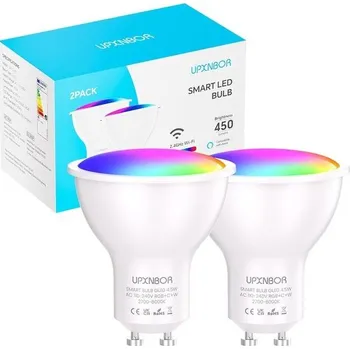 Stojací lampa Chytrá žárovka GU10, 4,5W, Wi-Fi LED RGBWW stmívatelná žárovka s 16 miliony barev, 450LM,