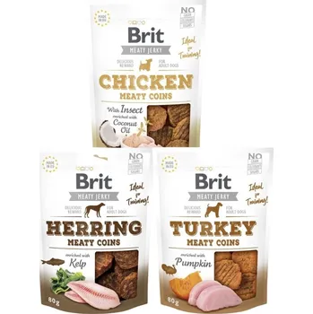Pro psa BRIT Jerky Snack Masové mince Mix chutí 3x80g