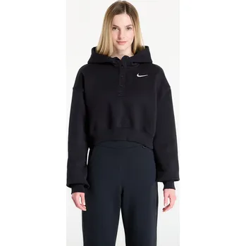 Dámská mikina Mikina Nike Sportswear Phoenix Fleece Women's Oversized Cropped Henley Hoodie Black/ Sail S