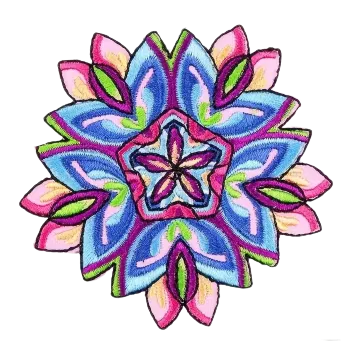 Nažehlovací nášivka - květinová mandala I (8,0 x 7,5 cm)
