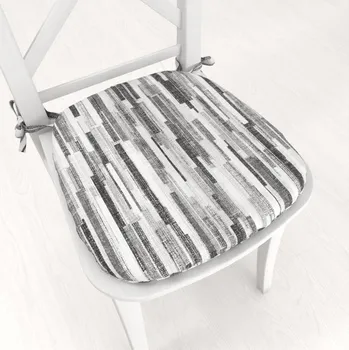 Podsedák Oblý podsedák Leona LN-175 Šedo-černé proužky - 39x37x3 cm