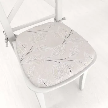 Podsedák Oblý podsedák Leona LN-164 Pnoucí lístky na režném - 39x37x3 cm