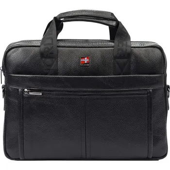 Pánská aktovka Černá pánská aktovka Nordee S137 z pravé kůže s odnímatelným popruhem A4