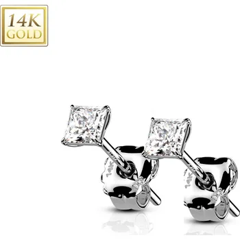 Náušnice Šperky4U Zlaté 14ti karátové náušnice s čirými zirkony - ZL-1000-03W