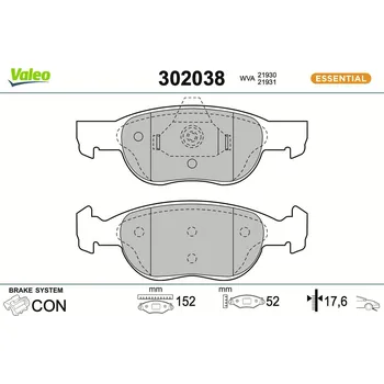Brzdová destička Sada brzdových destiček, kotoučová brzda VALEO 302038