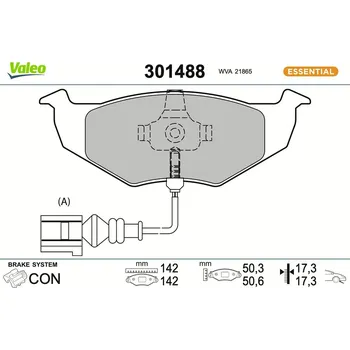 Brzdová destička Sada brzdových destiček, kotoučová brzda VALEO 301488