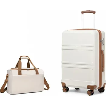 KONO Sada 2 zavazadel - ABS kufr 44L s cestovní taškou 20L - béžovo hnědá K1871-1L